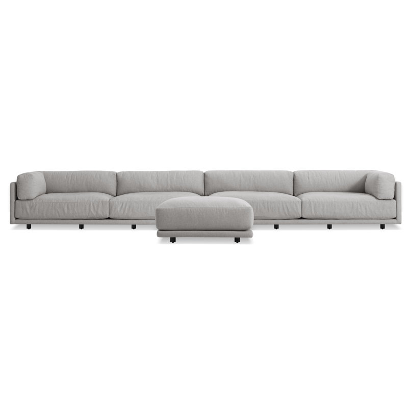 Sunday Sectional with Ottoman, Agnew Gray Textured Basketweave
