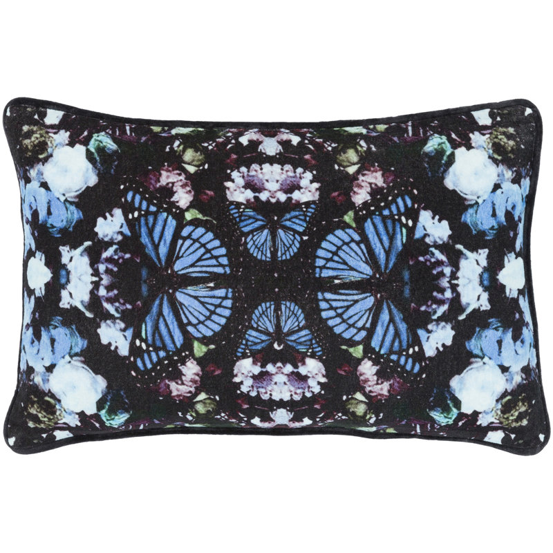 Metamorphosis Animal Print Cotton Throw Pillow, 18" x 18", Black/Bright Blue, Polyester
