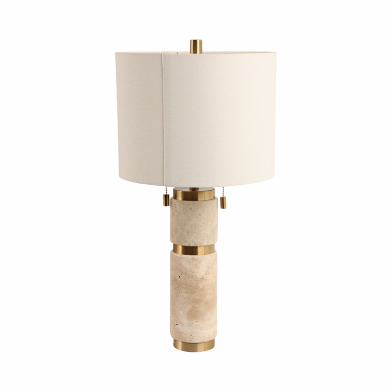 Sagebrook Home 26X13" Travertine Lamp With 2 Pulls, Tan