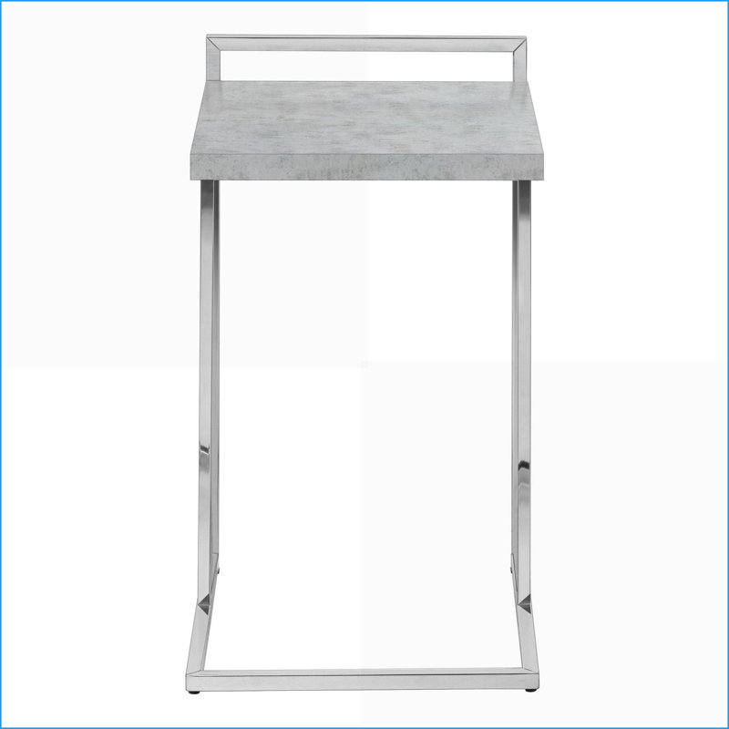 Table basse moderne peu encombrante avec plateau en stratifié gris et base chromée pour le salon et la chambre à coucher