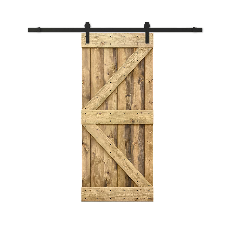 Porte de grange à panneaux K Series, Noir mat, 48 po x 84 po, Chêne vieilli