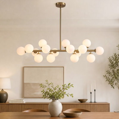 Jewellia 16-Light Dimmable Bubble Glass Sputnik Modern Linear Chandelier