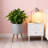 Mid-Century Modern Plant Pot With Stand, 12 Inch Tall Indoor Planter With Wooden Legs And Drainage Hole, Handcrafted Fiberclay Design