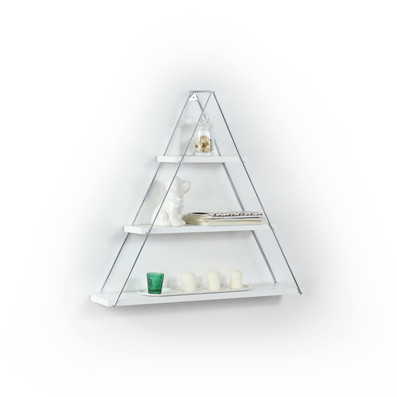 Tablette triangulaire suspendue murale flottante à fixation murale, Blanc