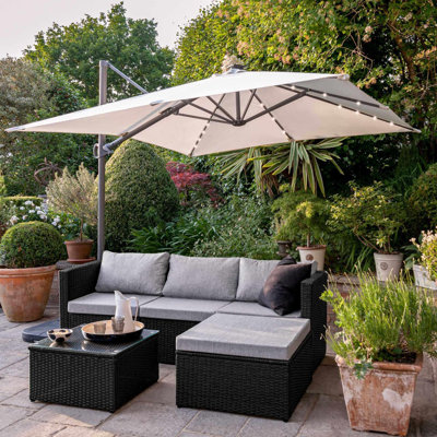 Luzi All Weather Wicker/Rattan 4 - Person with Cushions & Parasol