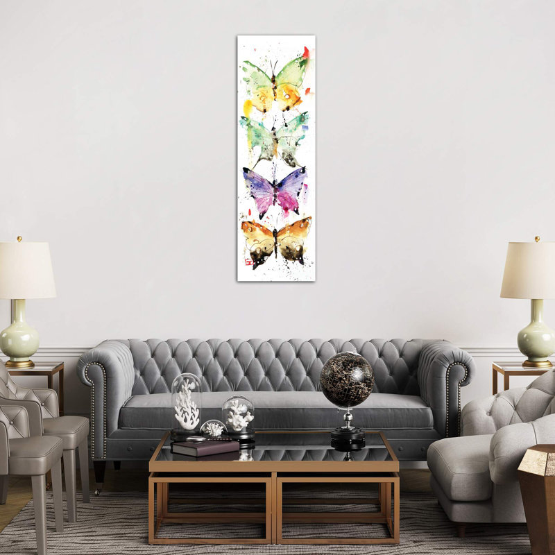 4 Butterflies by Dean Crouser - Wrapped Canvas Panoramic Painting, 121.92 cm H x 40.64 cm W x 3.175 cm D