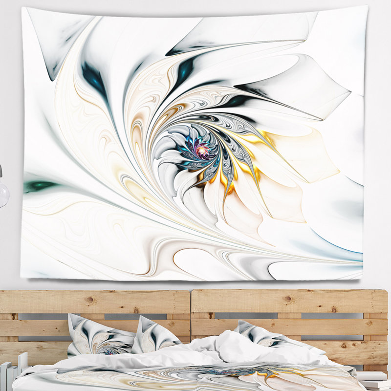 Tapisserie florale murale, décor de fleurs en verre coloré blanc - art floral en verre coloré blanc, H 50 po x l 60 po