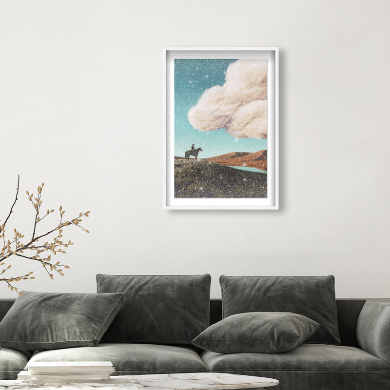 Cowboy Surreal Framed Graphic Art, 31.5"H x 21.5"W, White Shadowbox