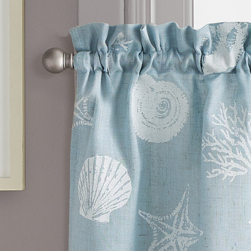 Rideau café seashells Wykoff, l 36 po x L 54 po, Bleu