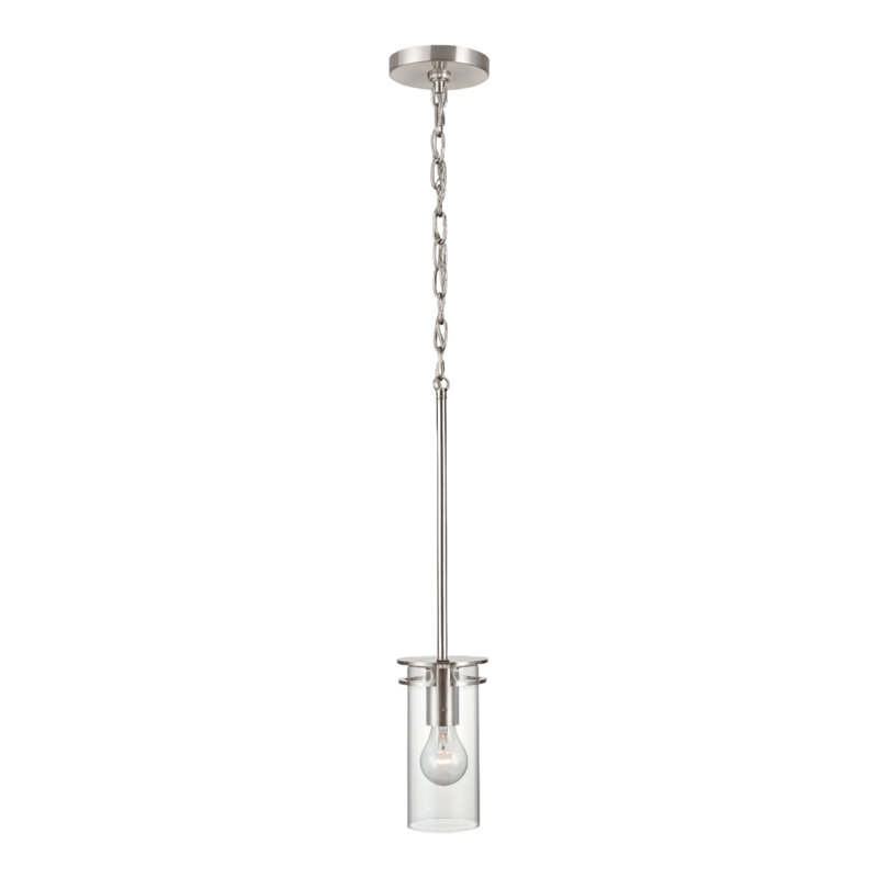Luminaire suspendu transitionnel 1 lumière Devonshire, Nickel brossé