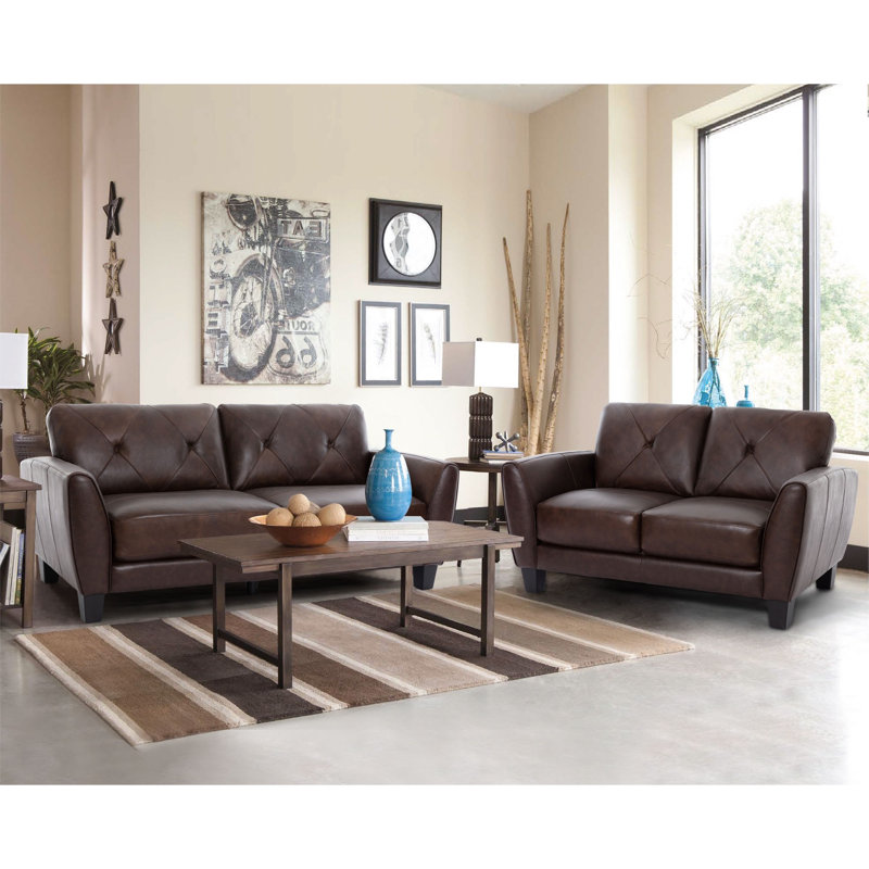Nayelys 2-Piece Genuine Leather Furniture Set, Brown