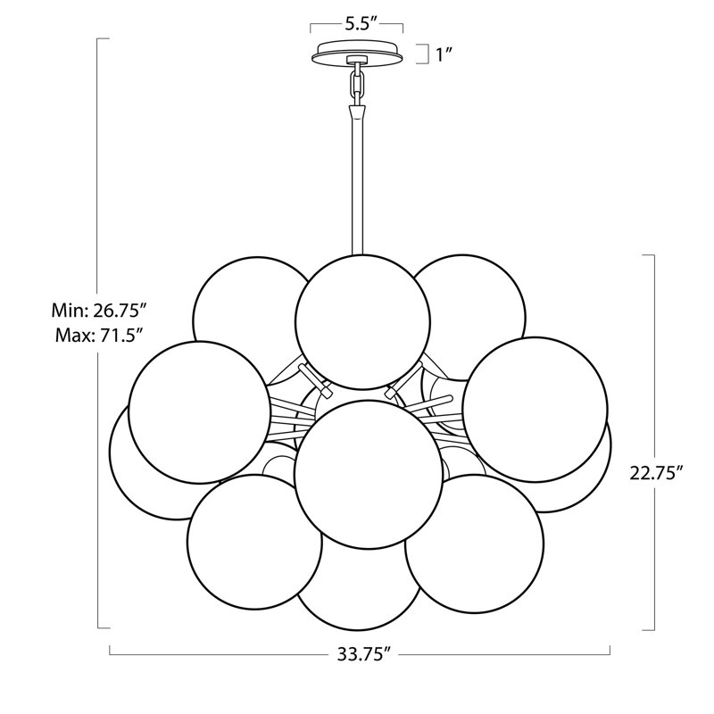 Shine Chandelier (Natural Brass with Smoke Glass), Swirl Glass, Natural Brass