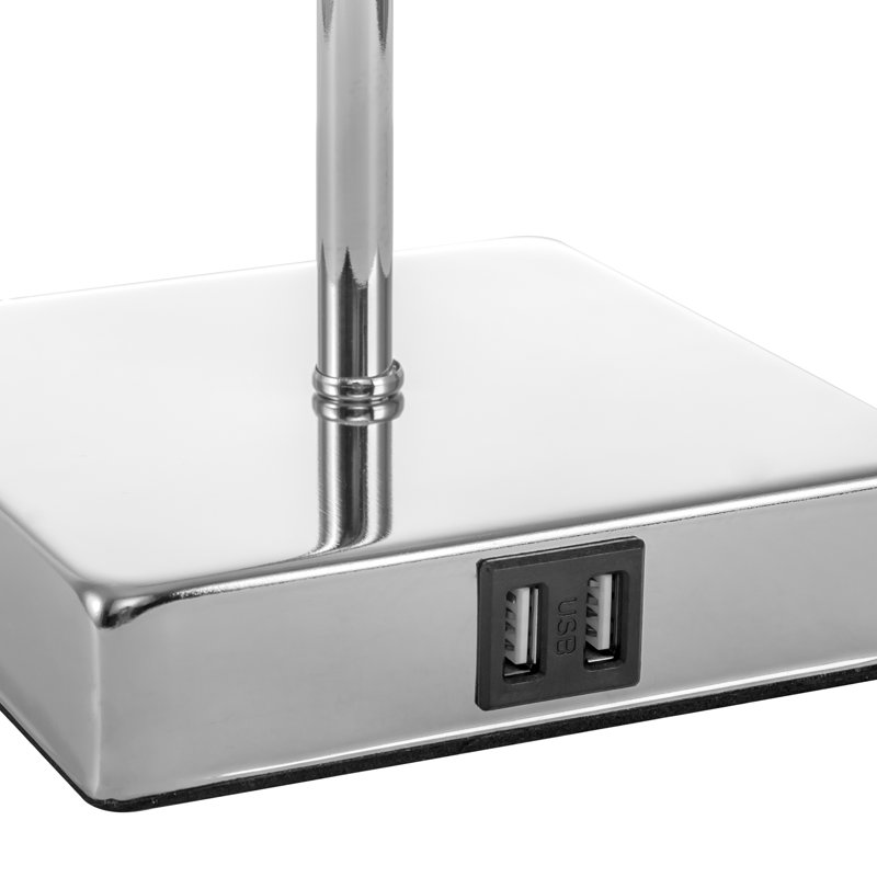 Lampe de table moderne en cristal avec double charge USB et fonction à intensité variable, Transparent, Argent