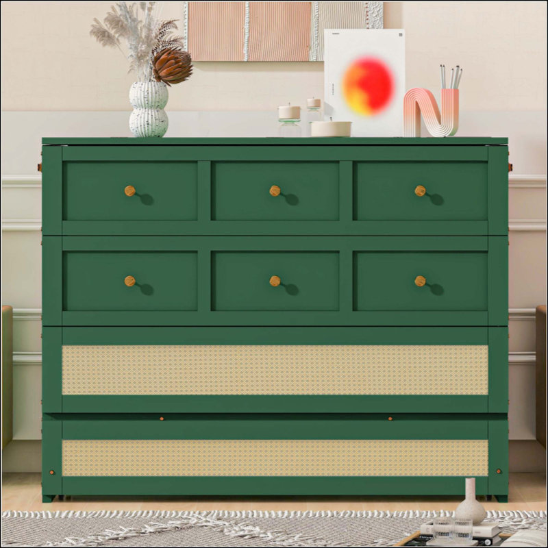 Lit escamotable avec grands tiroirs Murphy, Green, Full
