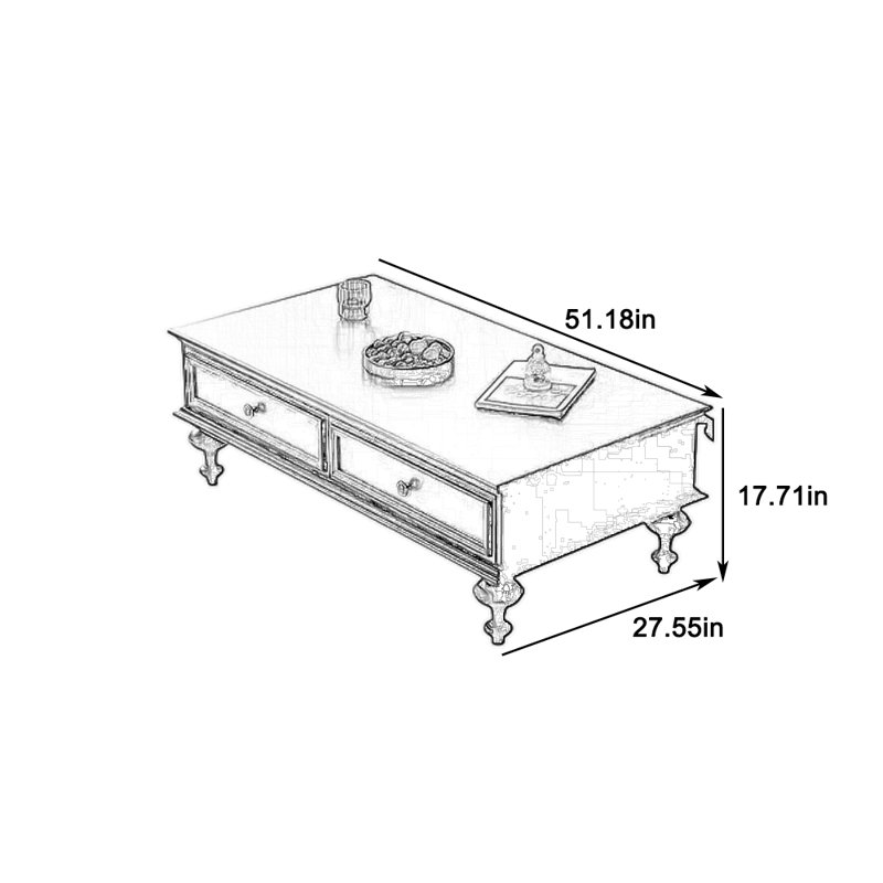 Table basse élégante avec poignées en métal et bois massif