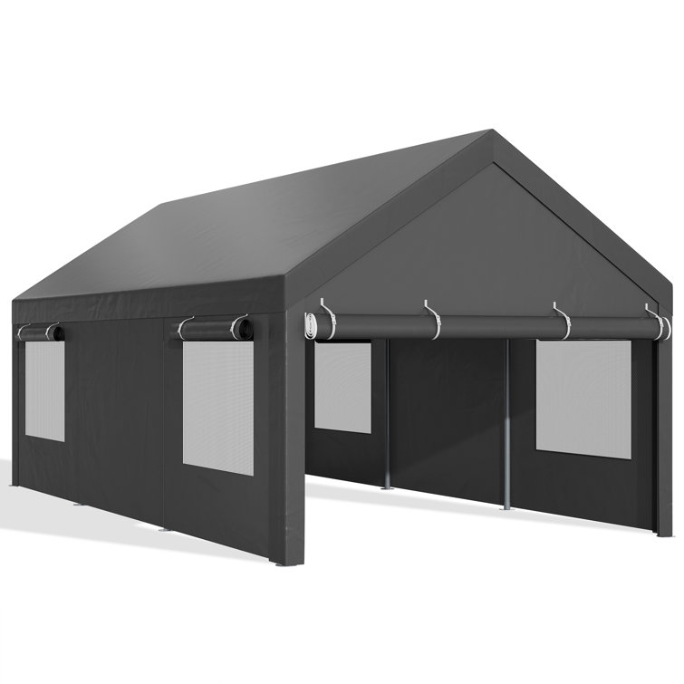 10 ft. W x 20 ft. D Heavy Duty Carport Portable Garage Walsunny Color: Gray