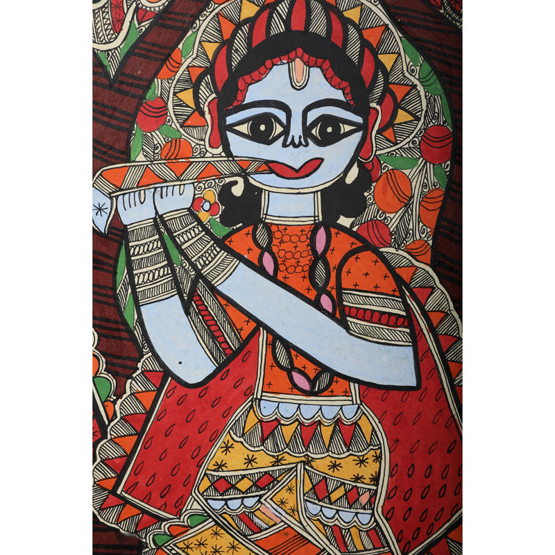 Krishna Leela - Art Madhubani | Papier fait à la main | Par Ajay Kumar Jha