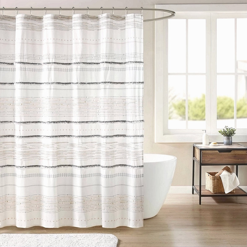 Cotton Printed Shower Curtain With Trims