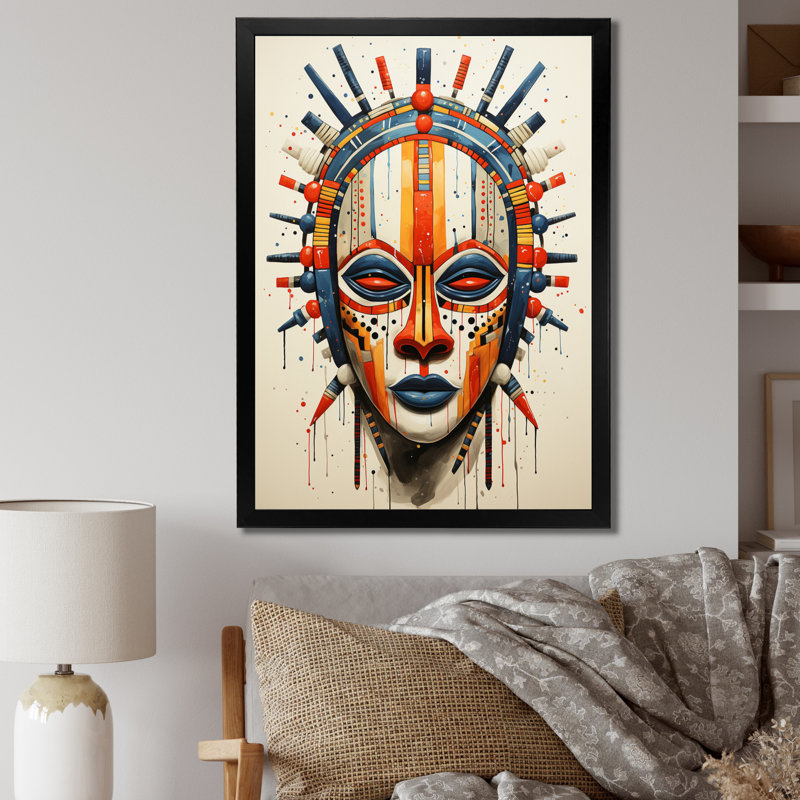 Masque tribal africain Chelese Masai - Tribal africain, reproductions encadrées, H 20 po x l 12 po x P 1 po