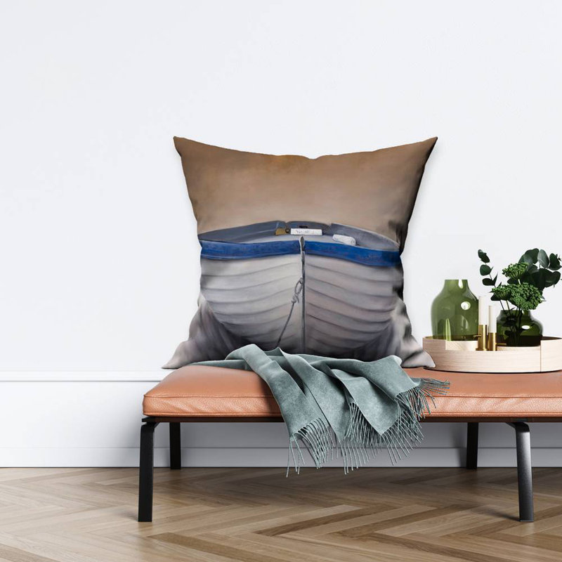 Canoe boat - 26"x26" Throw pillow - Poly twill - Print on demand, 26" H x 26" W, Polyester/Polyfill