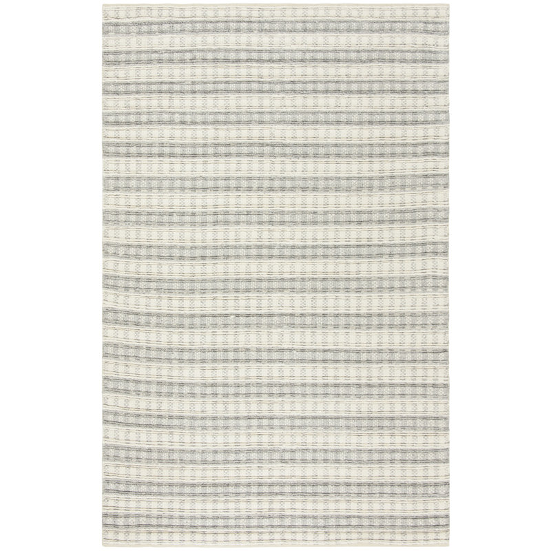 Russo Hand Woven Bamboo Silk Striped Rug, Rectangle 5' x 8'