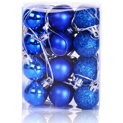 Ensemble de 24 boules de Noël décoratives avec mini boules suspendues incassables et scintillantes
