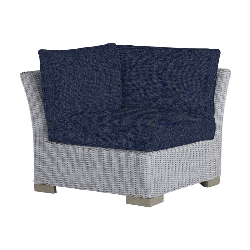 Club Woven Patio Lounge Chair with Cushions, Oyster, Welt, Intermix Indigo