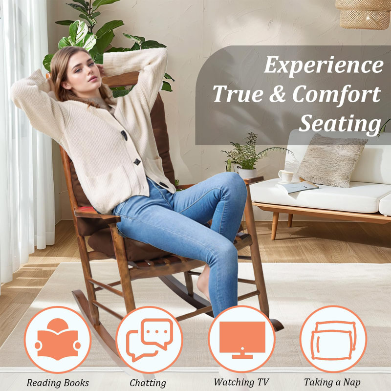 Indoor Outdoor Chair Cushion Garden High Back Chair Cushions Lounger Chair Pad For Recliner Patio Chair, Brown