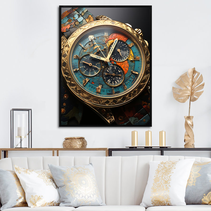 «Luxury Watch Bronze Infinity III - Watches», reproduction d'art murale, Cadre flottant noir, H 20 po x l 12 po x P 1 po