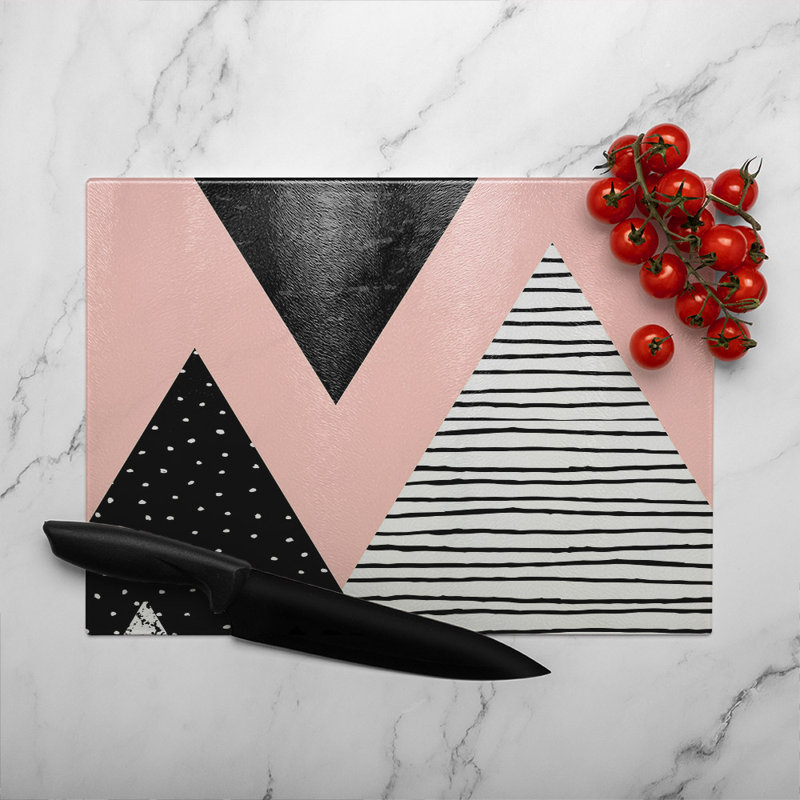 Geometric Triangles Glass Chopping Board, 28cm L x 20cm W