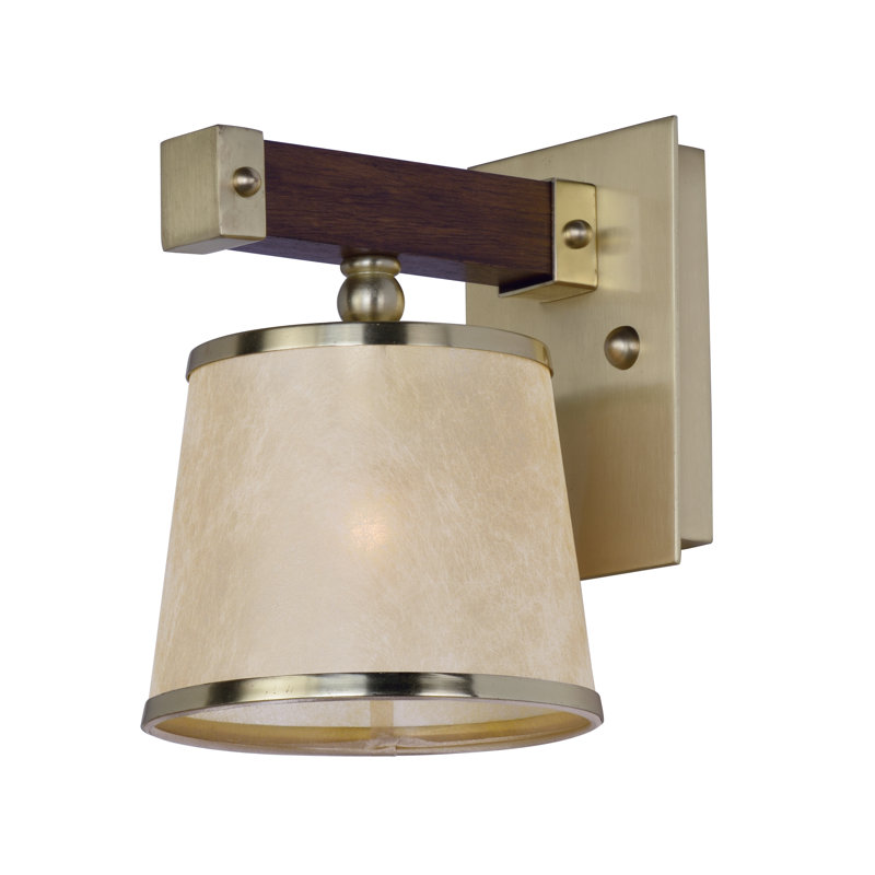 Appliquee à bras 1 lumières Cayton, Antique Pecan and Satin Brass