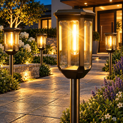 8-Pack 3000K Solar Pathway Lights with LED Design, IP65 Waterproof Protection and Auto On/Off, Solar-Powered Outdoor Lighting for Yard, Lawn, Patio, Path, Walkway and Driveway