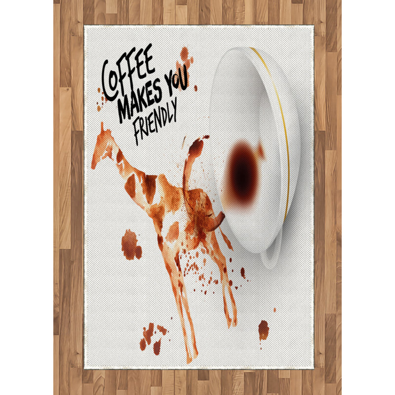 Coffee Art High Density Long Fiber Poly Threads Decorative Area Rug Carpet, Rectangle 4' x 5'8"