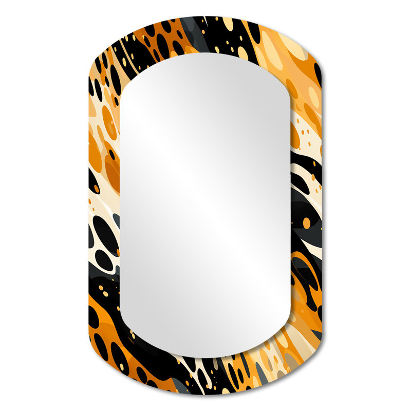 Grand miroir mural orange et noir avec motif guépard moderne II - imprimé animal, 31 po x 19 po