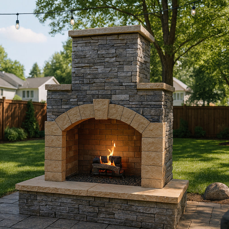 Rectangle Stone Propane Smokeless Outdoor Fireplace