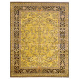 Hand Knotted Wool Area Rug in Gold And Black