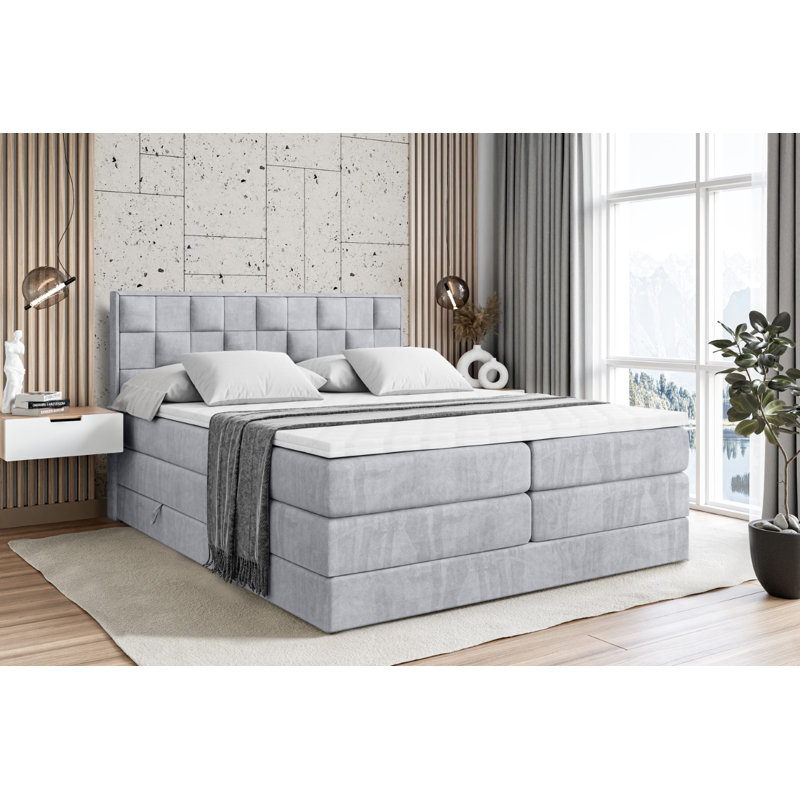 Bed, 160cm W x 200cm L, Light gray