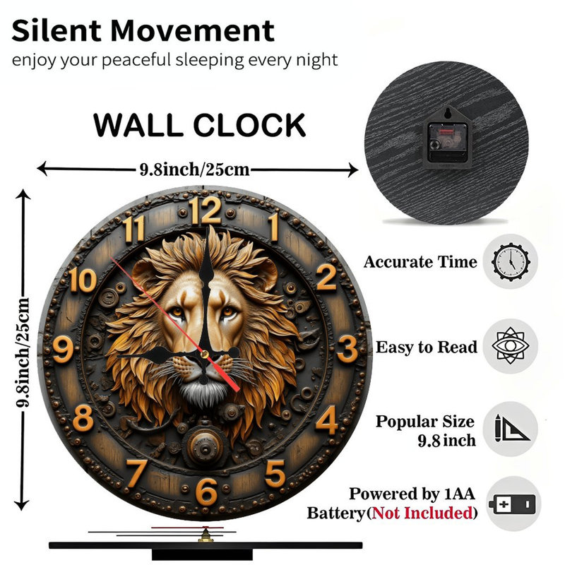 Horloge murale tête de lion