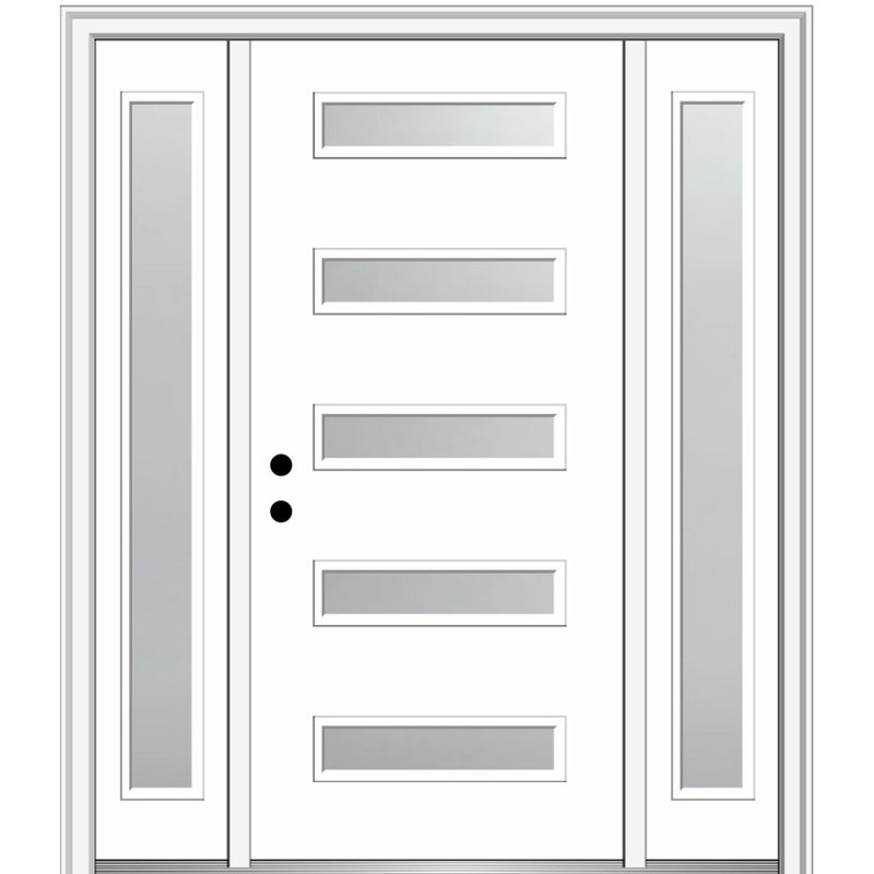 Portes d'entrée avant apprêtées apprêtées, H 81,75 po x l 64,5 po x P 4,563 po, Droite / vers l'intérieur, Gelé