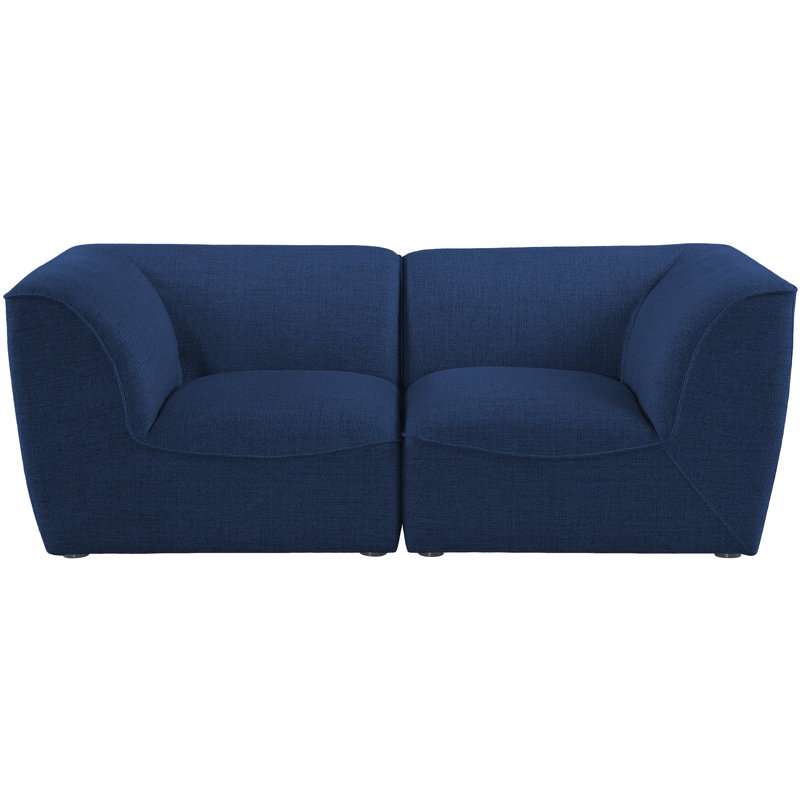 Canapé modulaire en lin durable, Tissu texturé en lin bleu marine