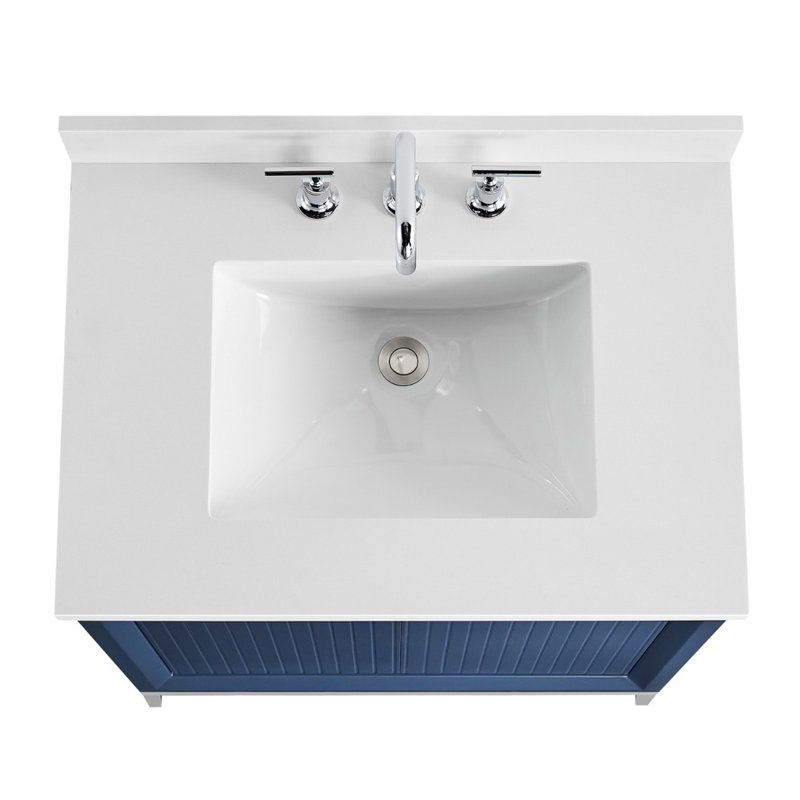 Bungalow 30" Freestanding Standard Single Bathroom Vanity with Top, Silver/Navy Blue