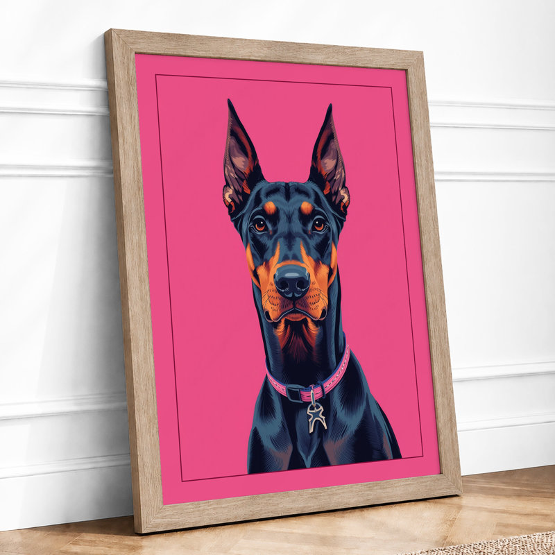 Pop Art Doberman Modern - Framed Print, Oak, A3 - 42.0 x 29.7 cm