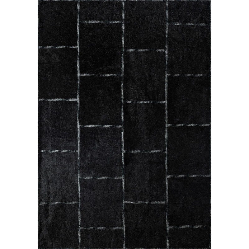 Rapture Patchwork Area Rug in Black, Rectangle 6'7" x 9'10"
