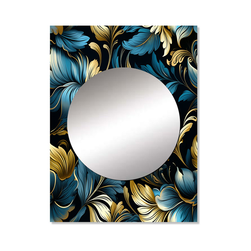 Sérénade damassé dorée et bleue Khandaker, 40 po x 30 po
