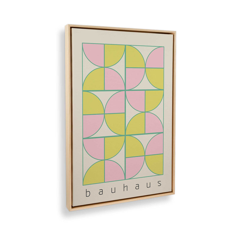 «Bauhaus Pastel Play», reproduction sur toile, Cadre américain en érable flottant, H 14 po x l 10 po