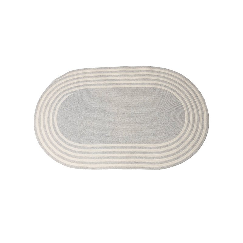 Tapis gris en laine tressé Mccullar, Ovale 1 pi 8 po x 2 pi 6 po