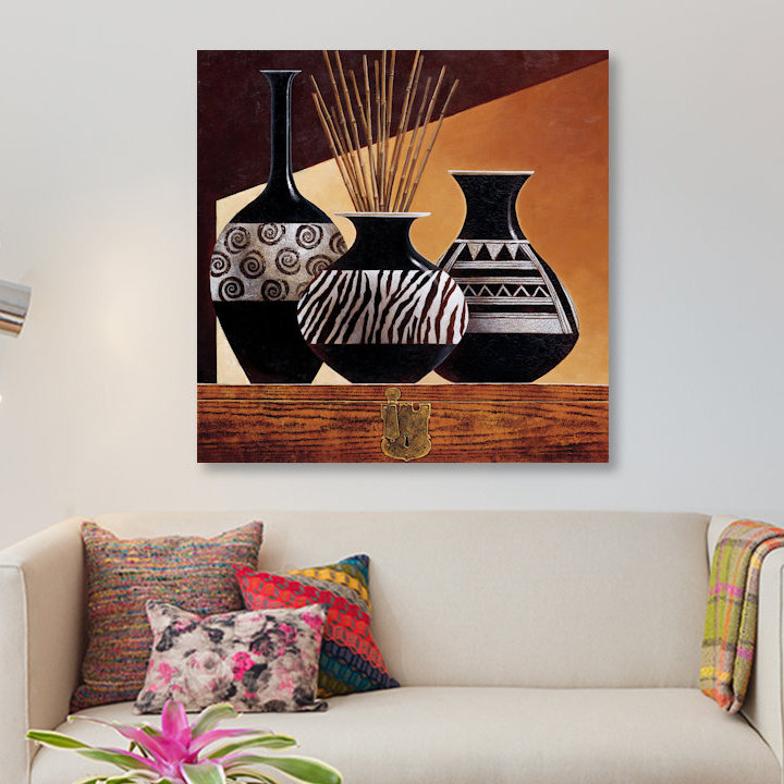 «Patterns In Ebony I» par Keith Mallett - Estampe numérique sur toile tendue avec châssis, H 26 po x l 26 po x P 1,5 po