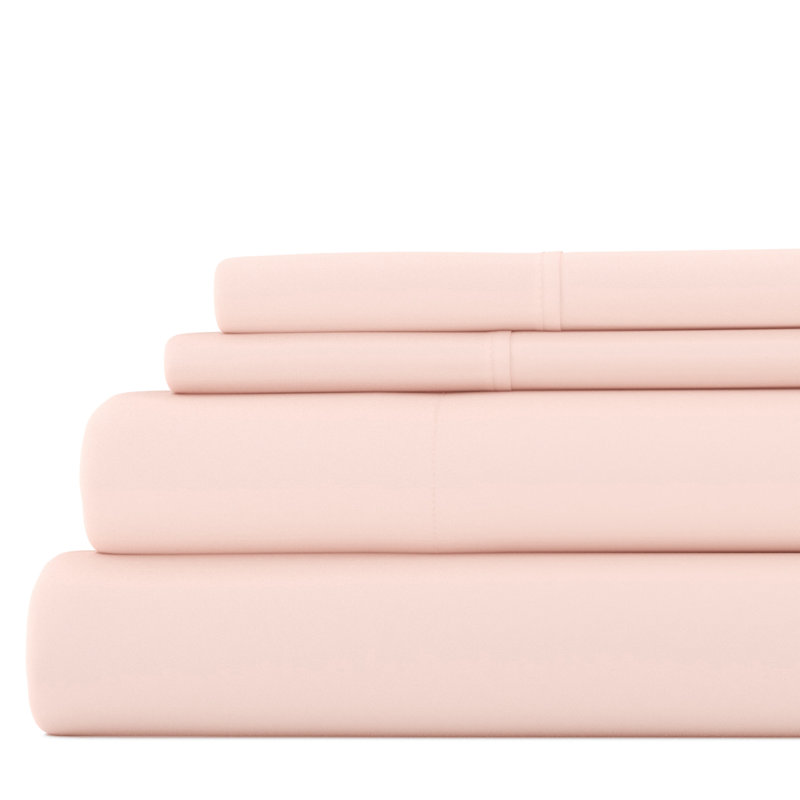 Ensemble de draps en microfibre doublement brossée 4 pièces Becky Cameron 1800 Series, Rosé
