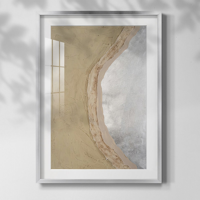 Silver Lake III, Papier avec cadre argenté, Blanc
