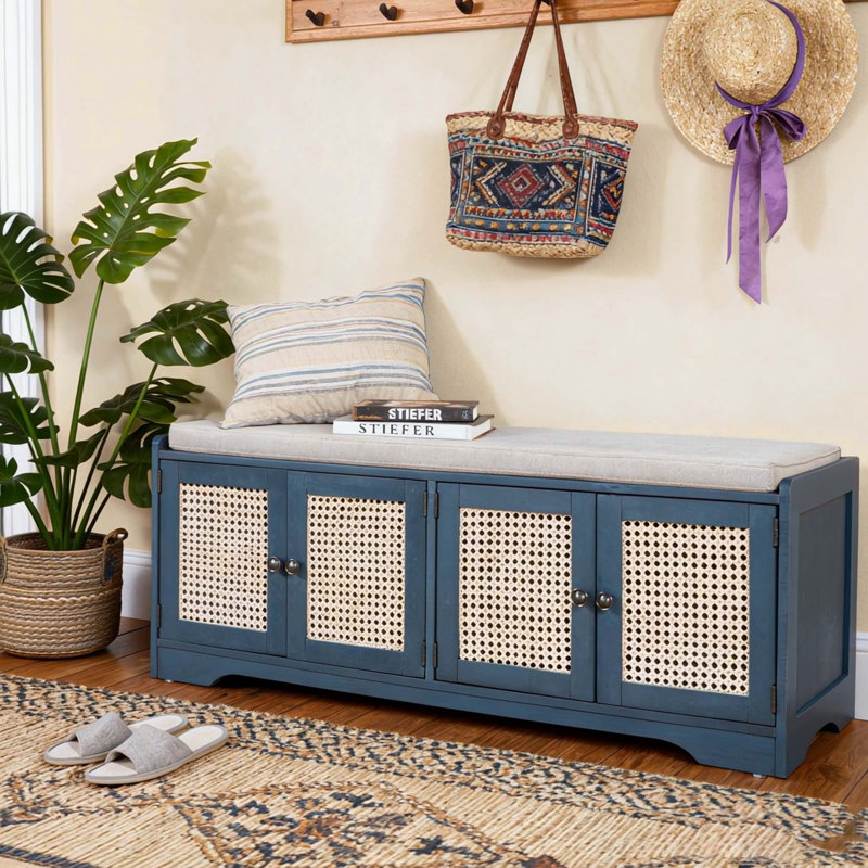 Banc de rangement Rustic, Bleu antique